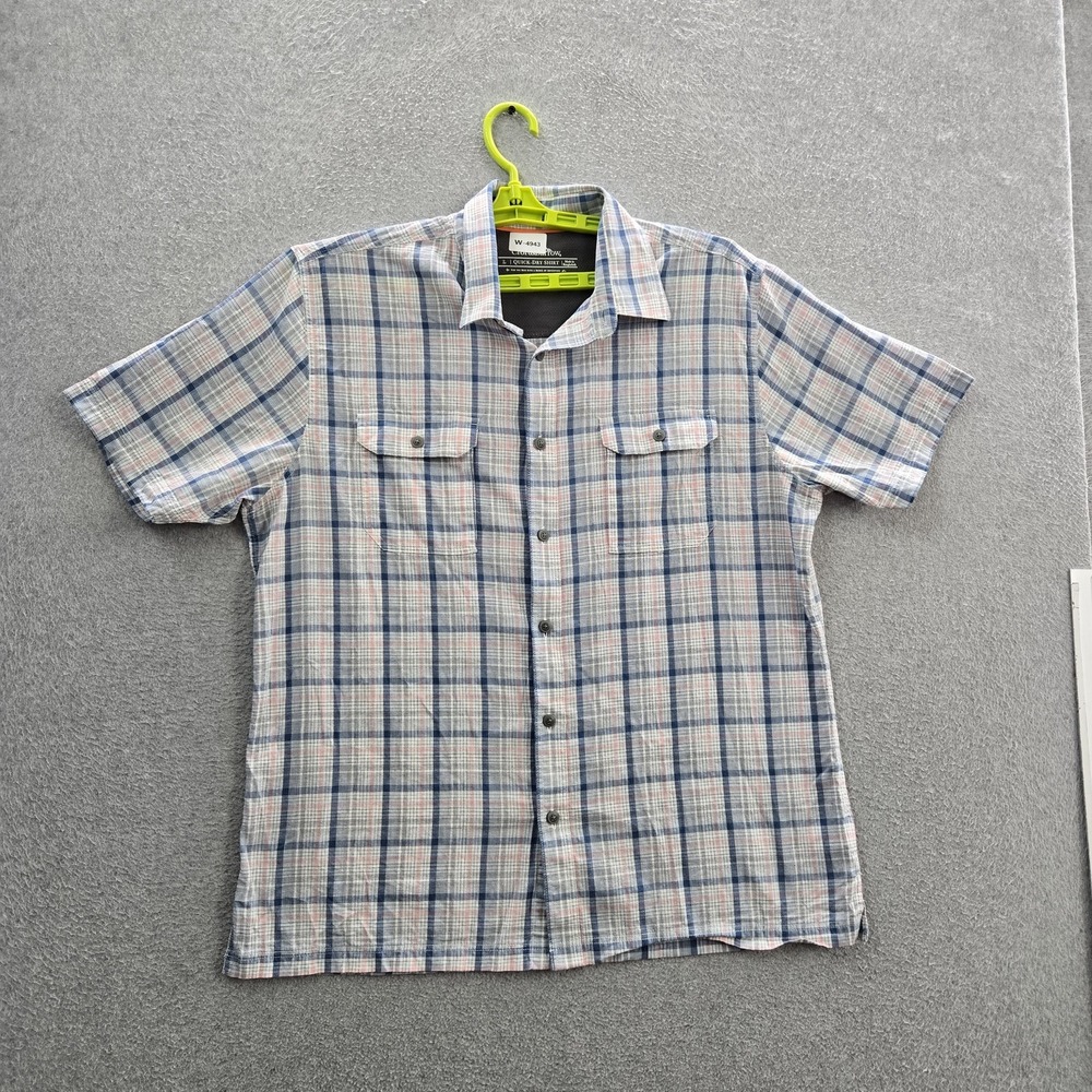 Croft & Barrow Men Button Up Shirt L Blue Plaid Quick-Dry Shirt Fishing‎ Outdoor